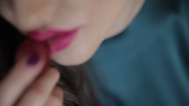 Woman, Lips, Grapes, Close-up