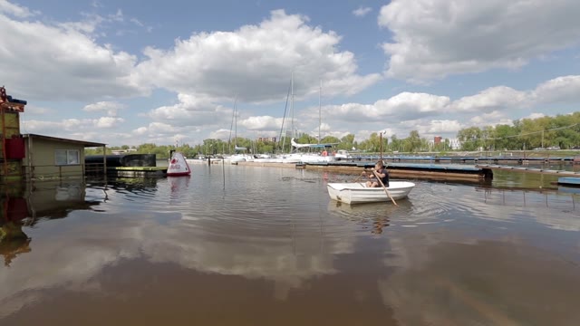 The Man Floats In A Boat