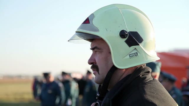 Rscuer With A Mustache In Helmet