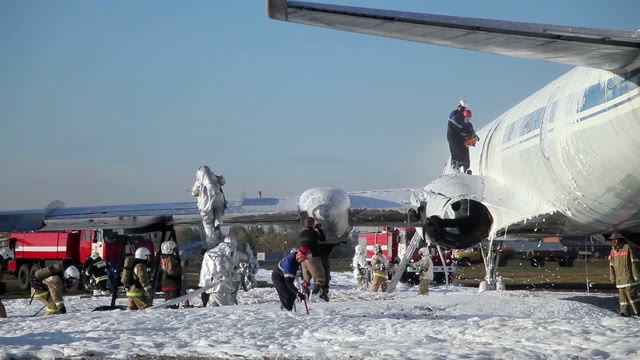 Rescuers Cut The Door To The Plane
