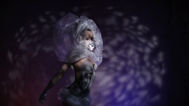 Body Art Model In Dancing In Studio