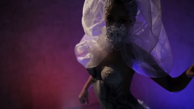 Girl With Fashion Bodyart Makeup Dancing