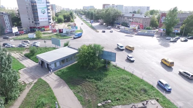 Urban Crossroads With Height. Shooting Quadrocopters