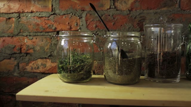 Glass Jars With Cereals And Spices
