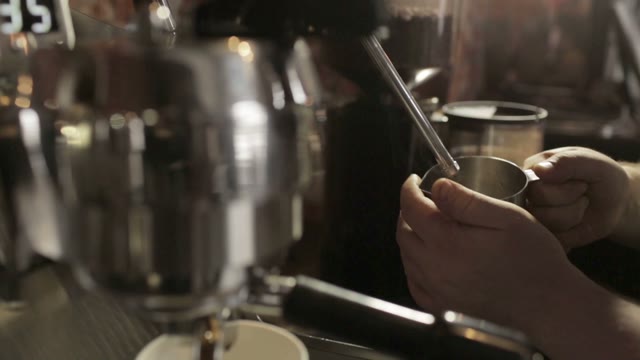 Coffee Maker Preparing Hot Milk Foam