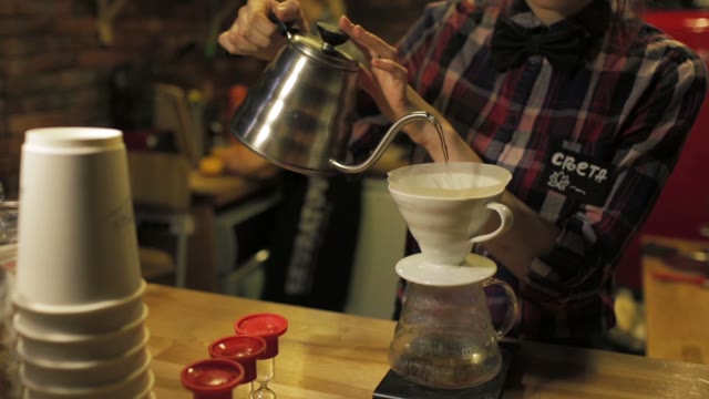 Girl In A Coffee Shop Makes Coffee Manual