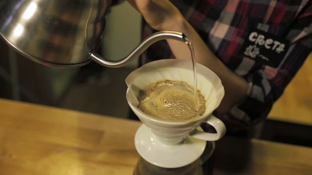 Girl In A Coffee Shop Makes Coffee Manual