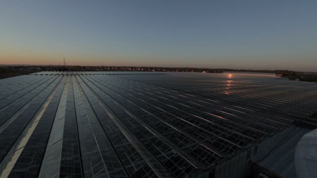 The Roof Of The Huge Greenhouses On The Sunset