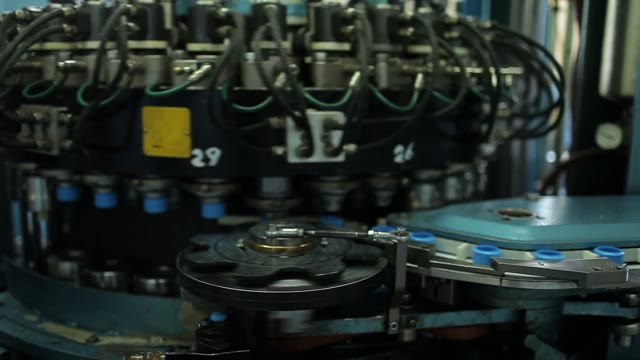 Conveyor. Production Of Plastic Bottle Caps.