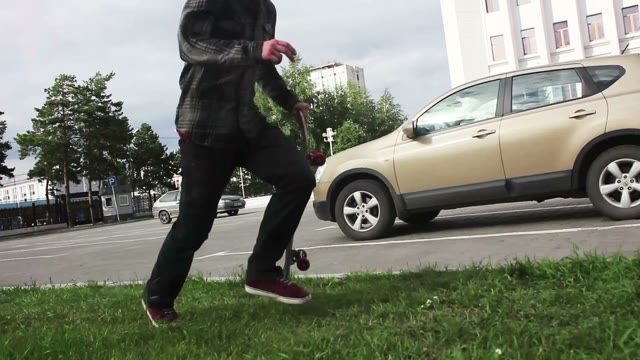 Skateboarder Sprints And Slides Over The Parapet.