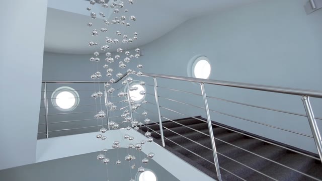 Staircase In A House With White Walls, Decoration Of Balls