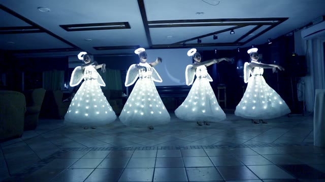 Girls Perform At The Wedding Dressed As Angels.
