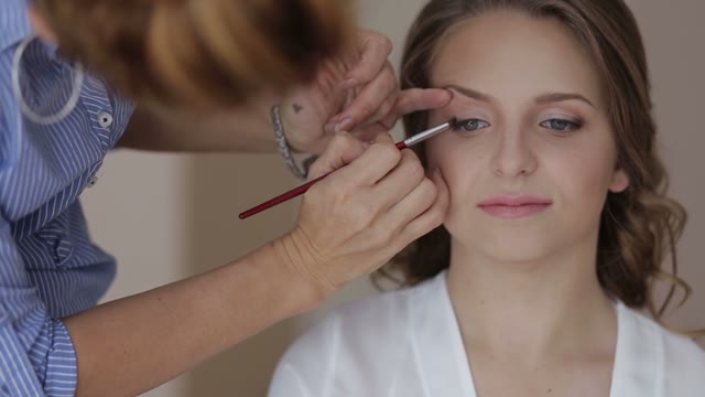 Beautiful Girl Makeup Artist Doing Makeup.