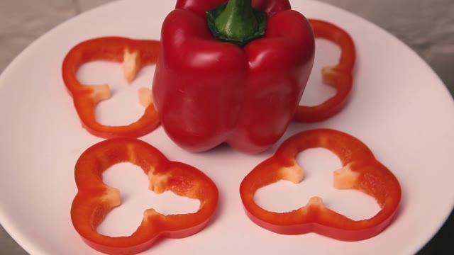 Bulgarian Pepper On A Plate Spinning.