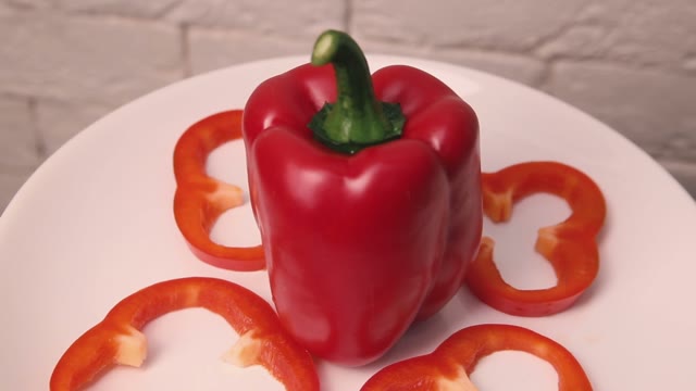 Bulgarian Pepper On A Plate Spinning.