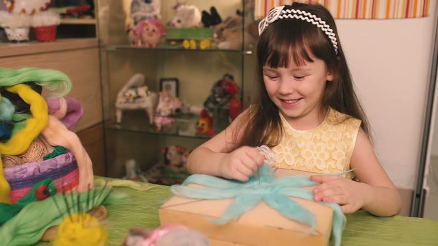 Little Girl Pokes A Needle In Crafts.