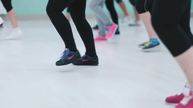 Shooting Feet Girls During Training Fitness.
