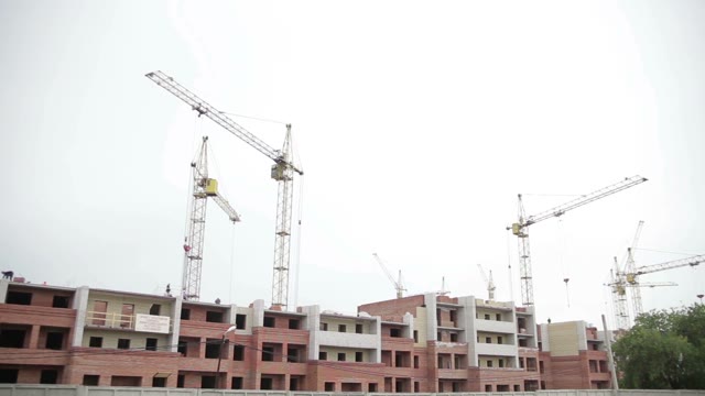 View Of The Construction Site And Cranes.