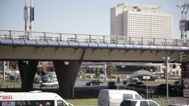 Urban Traffic. Road And Bridge. Fast Playback