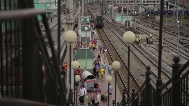 Railroad Station. Many People. View From Top.