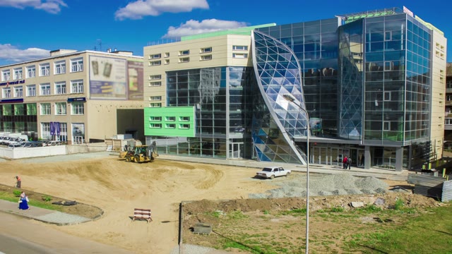 Modern Architecture. Laid Asphalt. Timelapse.