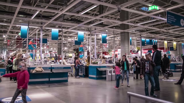 Cashier In A Supermarket. Buyers. Timelapse.