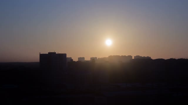 Residential Buildings. Sunset. Timelapse.