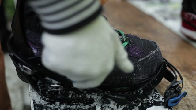 Fastens Mounting On A Snowboard. Close-up