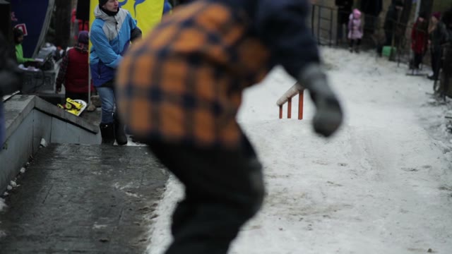 Competitions Snowboard. Snowboarder Doing A Trick