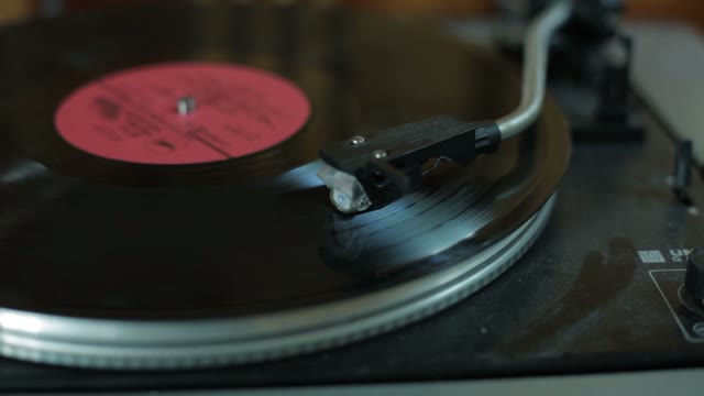 Playing A Vinyl Record On The Gramophone. Close-up