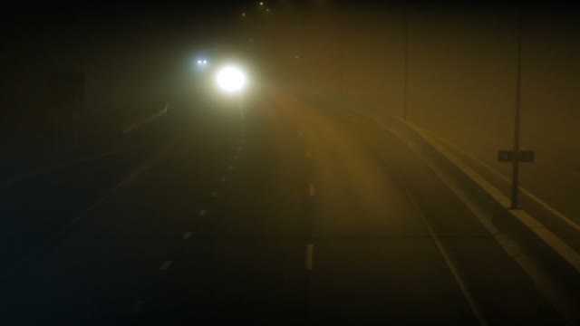 View Of Road From The Bridge. Night