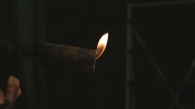Ignite The Gas Burner. Close-up