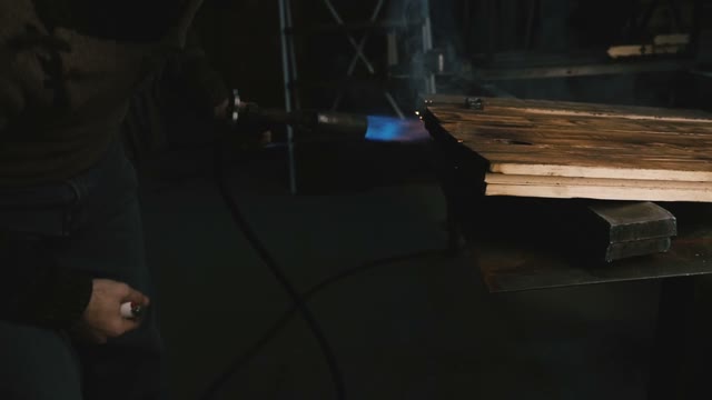 Firing Wood Gas Burner. Close-up