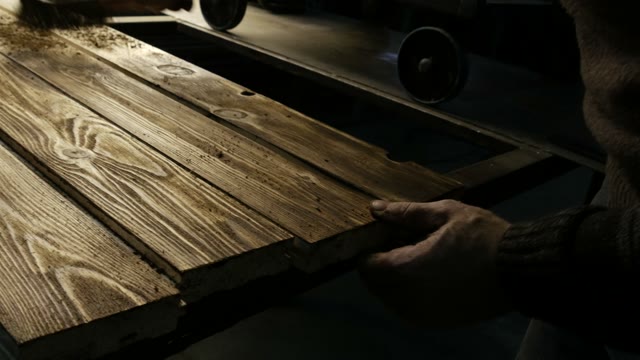 Carpenter Handles Boards. Close-up