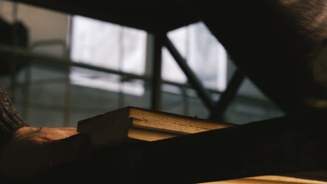 Carpenter Working With Wood. Close-up