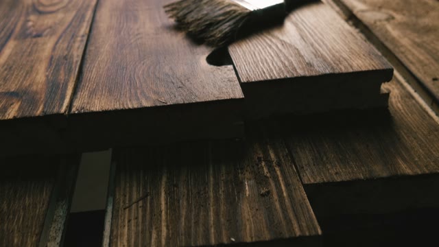 Wooden Boards And Brush. Close-up