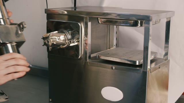 Prepare To Work Meat Grinder. Close-up