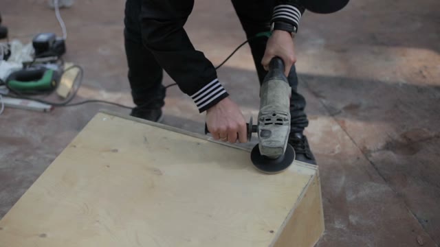 Man Grinds Constructions Of Wood
