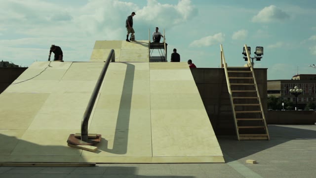 Skater Rolls Off The Ramp