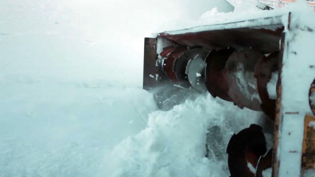Tractor Removes Snow. Close-up