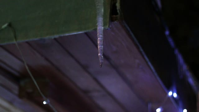 Melting Icicle. Outdoors. Close-up
