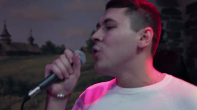 Attractive Man Sings Close-up