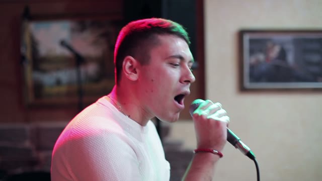 Attractive Man Very Emotional Singing