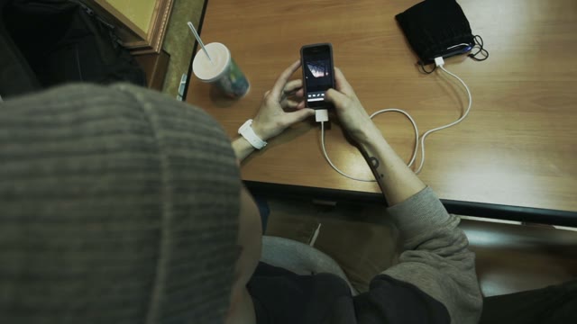 Man Treats A Photo In A Cafe