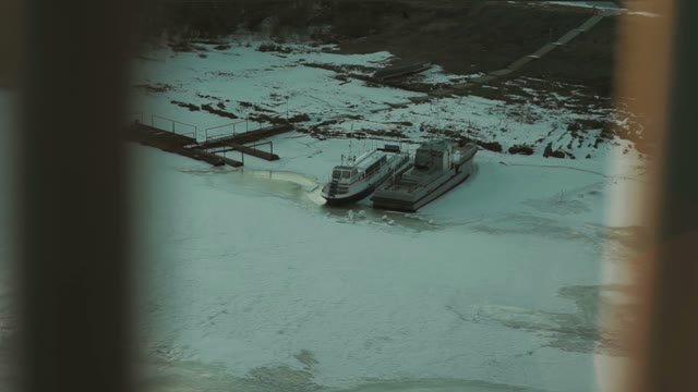 View Of The Ships On The Frozen River