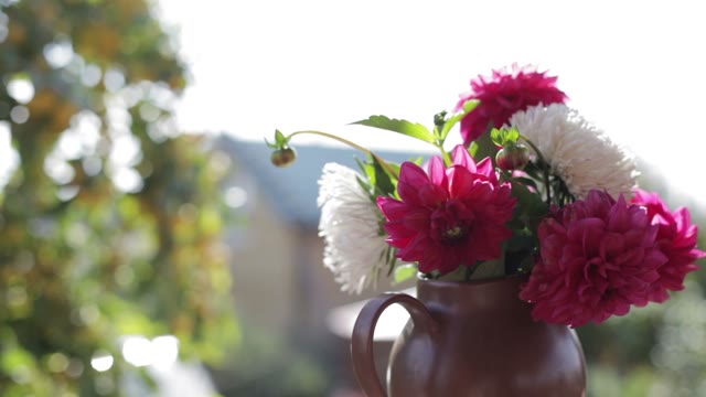 Flowers In A Jug In The Ourdoor Close-up
