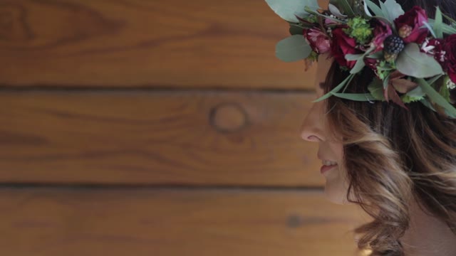 Woman Smelling A Bunch Close-up