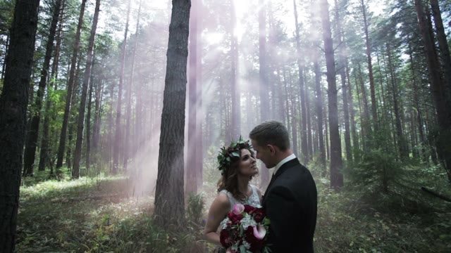 Couple Standing In The Forest