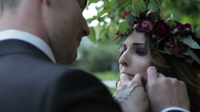 Newlyweds Smiling Outdoors Close-up