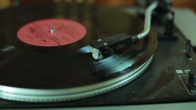 Disc Is Spinning On The Turntable Close-up